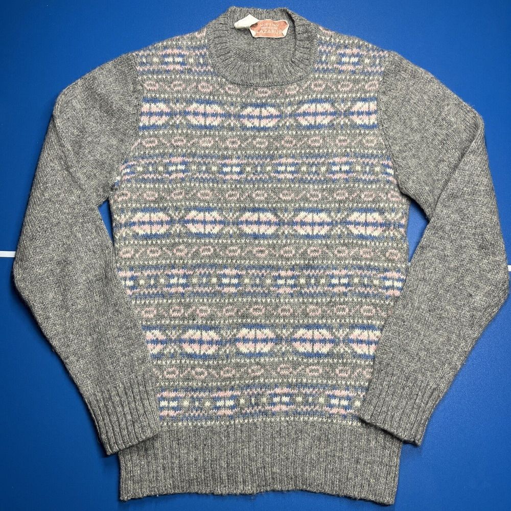 80s Lazarus‎ 100% Italy Wool Sweater Sz Small